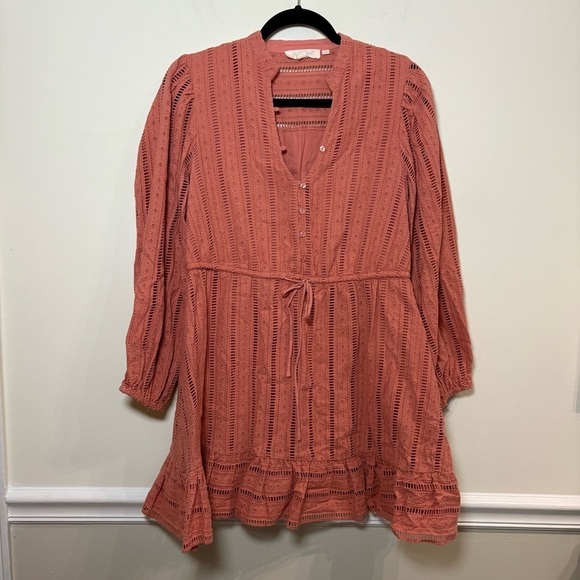 Anthropologie Forever That Girl Eyelet Mini Dress Pink Small - Picture 4 of 8